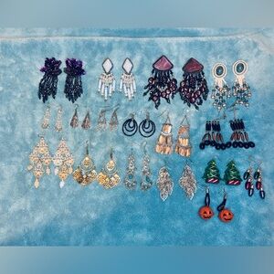 Lot of 17 Assorted Elegant Multi-Color Earrings. See Photos.